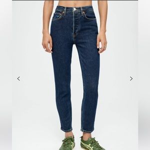 Re/done 90s High Rise Ankle Crop‎ Jeans Size 29 In Dark Rinse Revolve